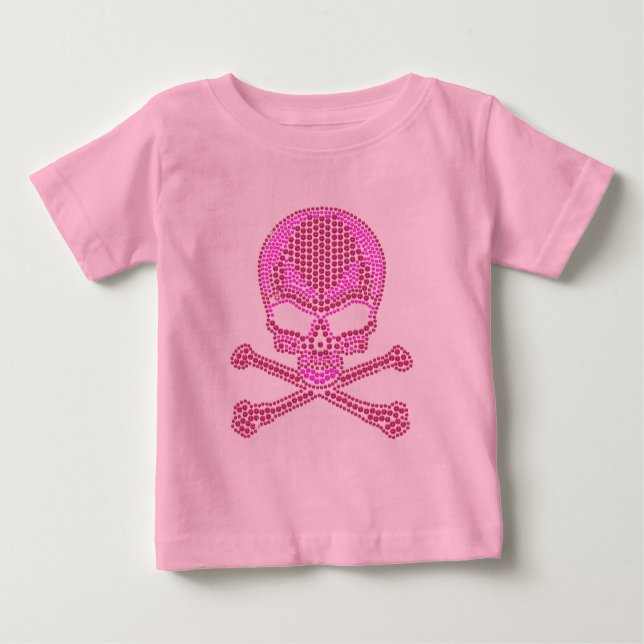 Rosa Kristall Skull & Crossbones Baby T-shirt (Vorderseite)