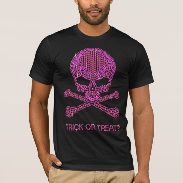 Rosa Kristall Skull & Crossbones T-Shirt (Vorderseite)