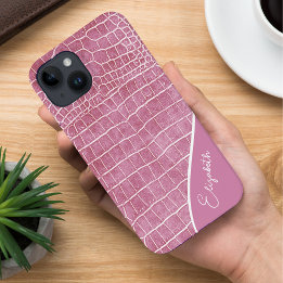 rosa Krokodile Personalisiert iPhone 14 Hülle