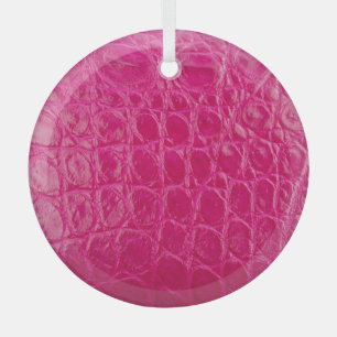 Rosa Krokodilhaut, Lederoptik Ornament Aus Glas