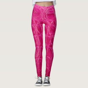 Rosa Krokodillederhaut, Lederstruktur Leggings