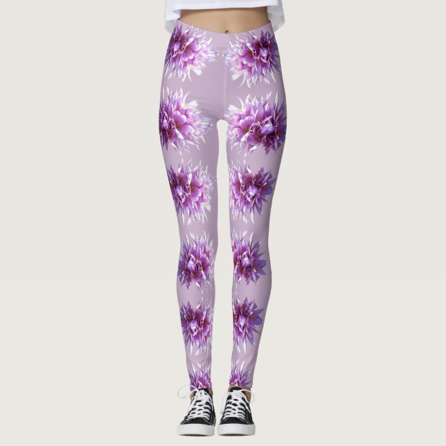 Rosa Krokus-Blume blühen Leggings (Vorderseite)