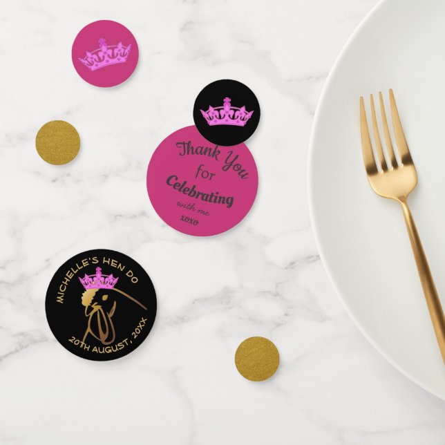 Rosa Krone auf Huhn Benutzerdefinierte Bachelorett Konfetti (Gruppe)