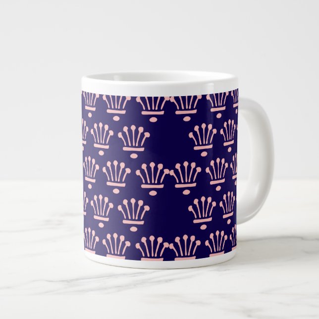 Rosa Kronen Blau Jumbo-Tasse (Vorderseite Rechts)