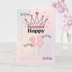 Rosa Kronen-„Happy 18“-Geburtstagskarte Elegante Karte