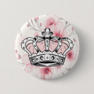 Rosa Kronen Königin Royal Glam Florale Ästhetik Button