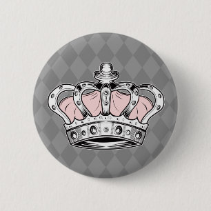 Rosa Kronen-Königin Royaler Glam Neutraler Stil Button