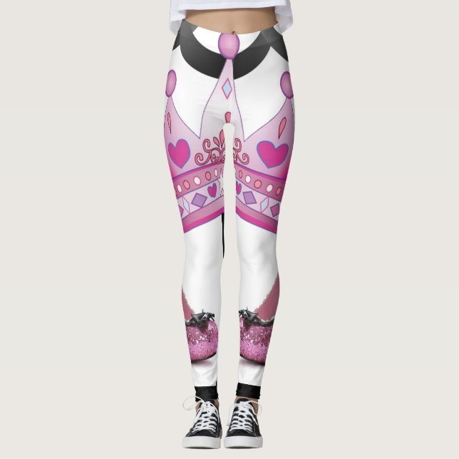 Rosa Kronenschuhe Leggings (Vorderseite)