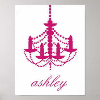 Rosa Kronleuchter Name Wall Art Poster