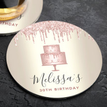 Rosa Kuchen Glitzer Tropfen elegant gürtelgoldenes