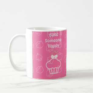 Rosa Kuchen glücklich Kaffeetasse