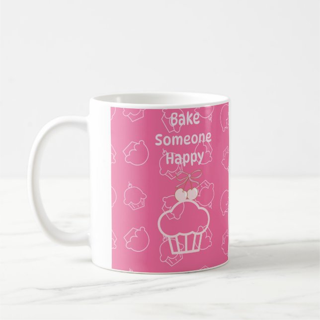 Rosa Kuchen glücklich Kaffeetasse (Links)
