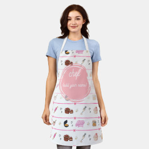 Rosa Küchenchefin-Bäckerschürze   Süße Vintage-Geb Schürze