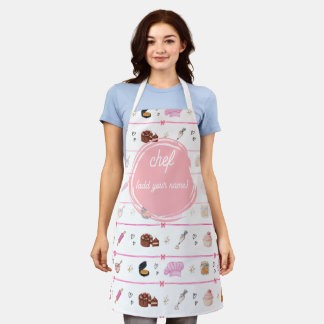 Rosa Küchenchefin-Bäckerschürze | Süße Vintage-Geb Schürze