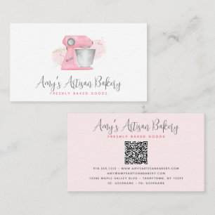 Rosa Kuchengeschirr-Mixer QR-Code-Pastry-Chef Visitenkarte