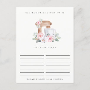 Rosa Kuchenmischung Florale Rezeptanfrage Babypart Postkarte