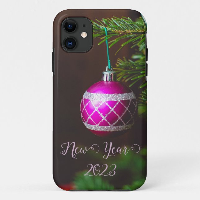 Rosa Kugel auf Weihnachten Monogramm Totbeutel Case-Mate iPhone Hülle (Rückseite)