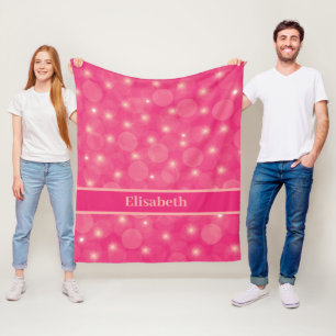 rosa Kugeln und Sterne personalisiere Fleecedecke