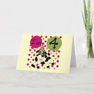 Rosa Kuh 4. Geburtstag - Hemden und Geschenke Karte