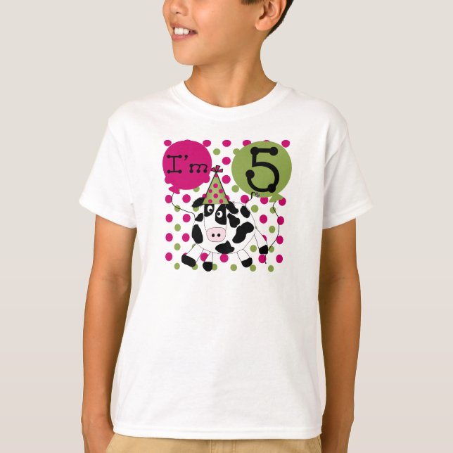 Rosa Kuh-5. Geburtstag T-Shirt (Vorderseite)