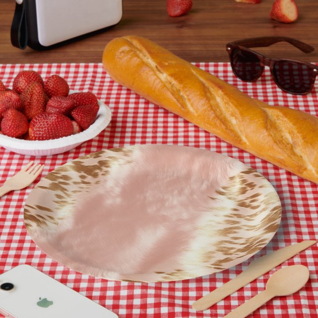 Rosa Kuh Blütenfarbe Pappteller (Picknick)