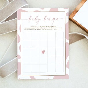 Rosa Kuh-Druck Baby Shower Bingo Spielkarte Einladung