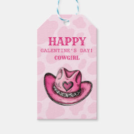 Rosa Kuh drucken Western Cowgirl HAT-Geschenk Tag Geschenkanhänger