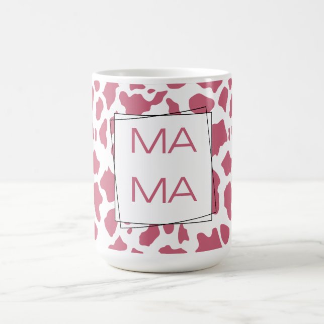 Rosa Kuhdruck „MAMA“ Kaffeetasse (Mittel)