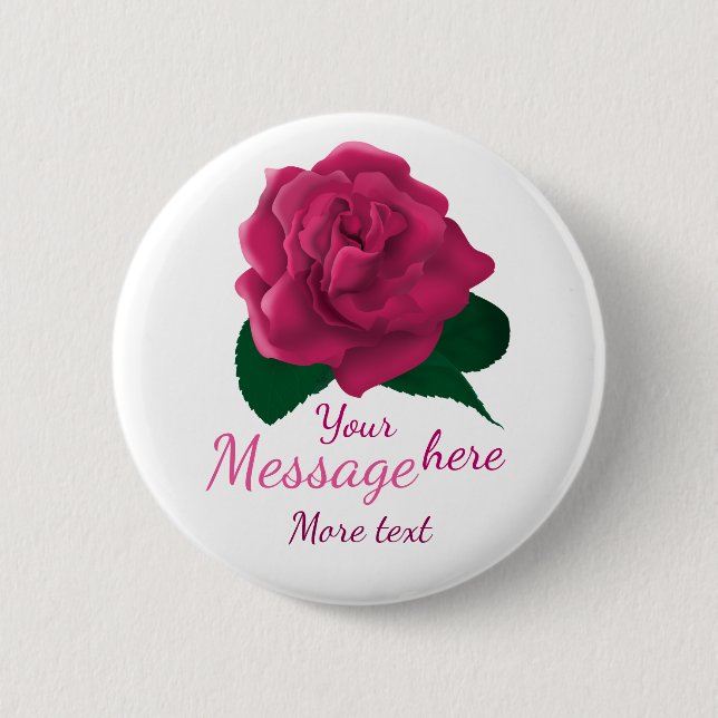 Rosa kundenspezifischer Textknopf der Blume Button (Vorderseite)