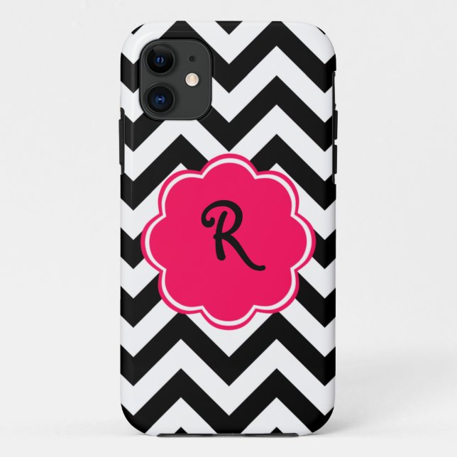 Rosa kundenspezifisches Neonmonogramm mit Case-Mate iPhone Hülle (Rückseite)