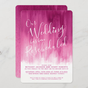 Rosa-Kunst Hochzeit neu geplant Einladung