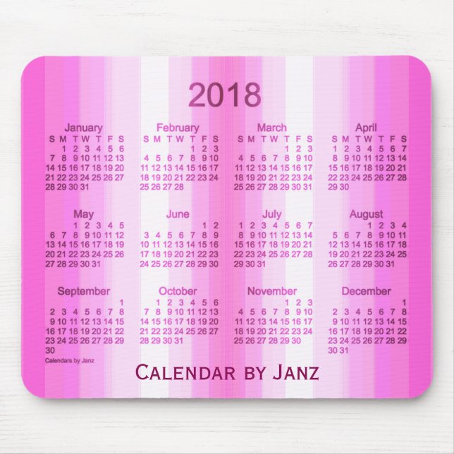 Rosa Kunst-Kalender des Vorhang-2018 durch Janz Mousepad (Vorne)