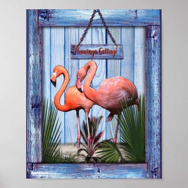 Rosa künstlerische Blume auf der Blutholzstruktur Poster (Vorne)