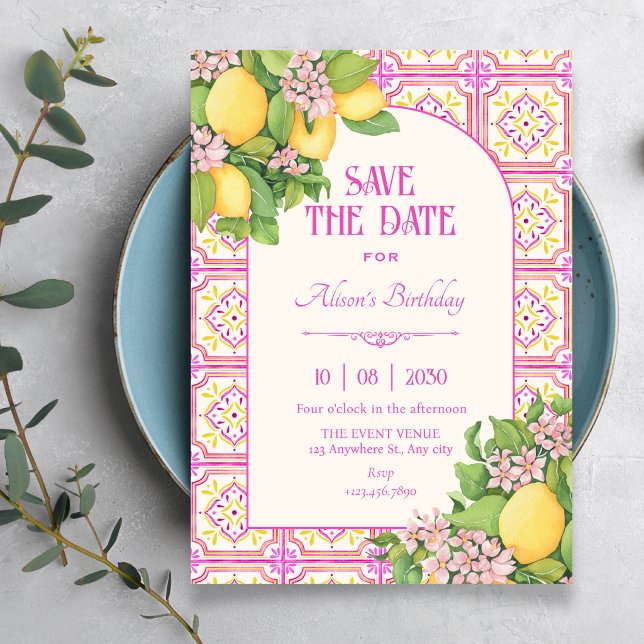 Rosa künstlerische Fliesenblume  Save The Date (Von Creator hochgeladen)