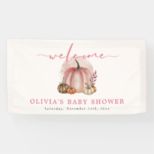 Rosa Kürbis auf dem Weg Mädchen-Baby-Party Willkom Banner