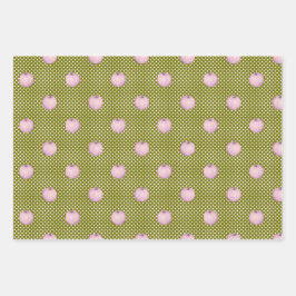 Rosa Kürbis auf Mocha Green und Orange Geschenkpapier Set