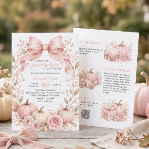 Rosa Kürbis-Blumen-Schleife Baby Shower Einladung