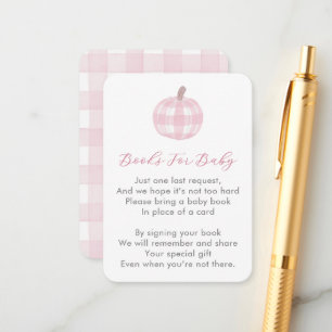 Rosa Kürbis bring ein Buch für Baby Mädchen Shower Begleitkarte