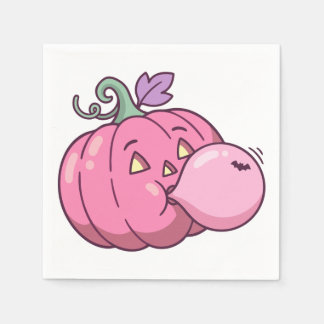 Rosa Kürbis Bubble Gum Süße Pastell-Halloween Serviette