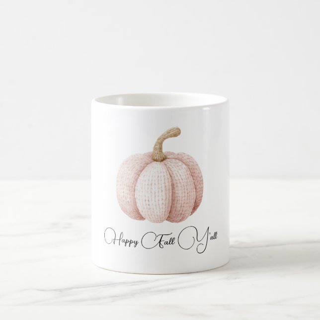 Rosa Kürbis Happy Fall Ihr Alle Kaffeetasse (Mittel)
