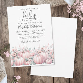 Rosa Kürbis Herbst-Baby-Party Einladung