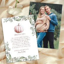 Rosa Kürbis-Herbst-Baby-Shower-Dankeskarten