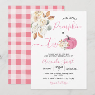 Rosa Kürbis Herbst verlieben Sich Zwei Geburtstag Einladung