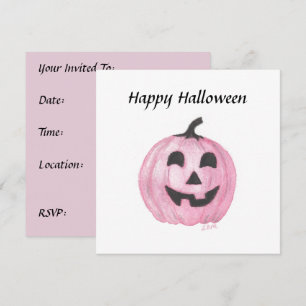 Rosa Kürbis-Kürbislaterne zu Halloween Einladung