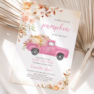 Rosa Kürbis-LKW-Baby-Party Einladung