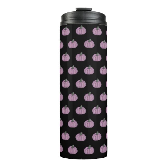  Rosa Kürbis und schwarz Thermosbecher (Vorderseite)