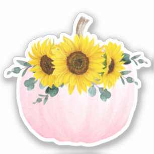 Rosa Kürbis und Sonnenblume Aufkleber