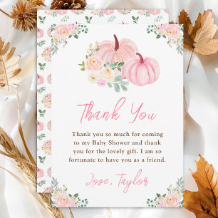Rosa Kürbisse Florale Babyparty Dankeskarte