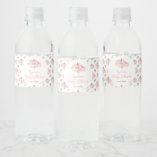 Rosa Kürbisse Florale Babyparty Wasserflaschenetikett