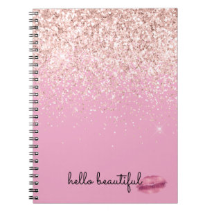 Rosa Kuss Lippen Röte Glitter Notizblock